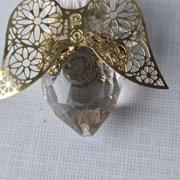 Teardrop Prism Angel Christmas Ornament Gold Tone 2” - Picture 8 of 10